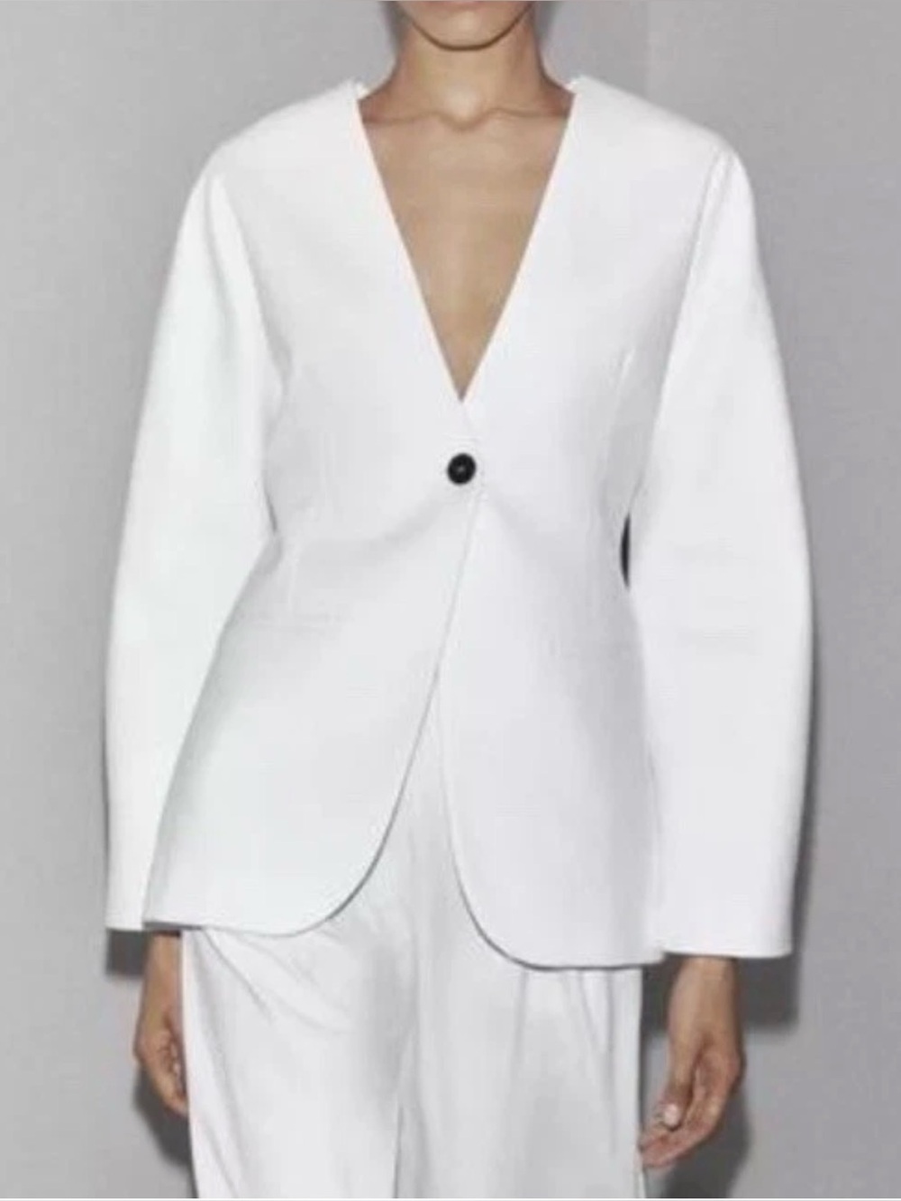 Zara Women’s Single Breasted Cotton Blazer/Jacket White Sz S NWOT
